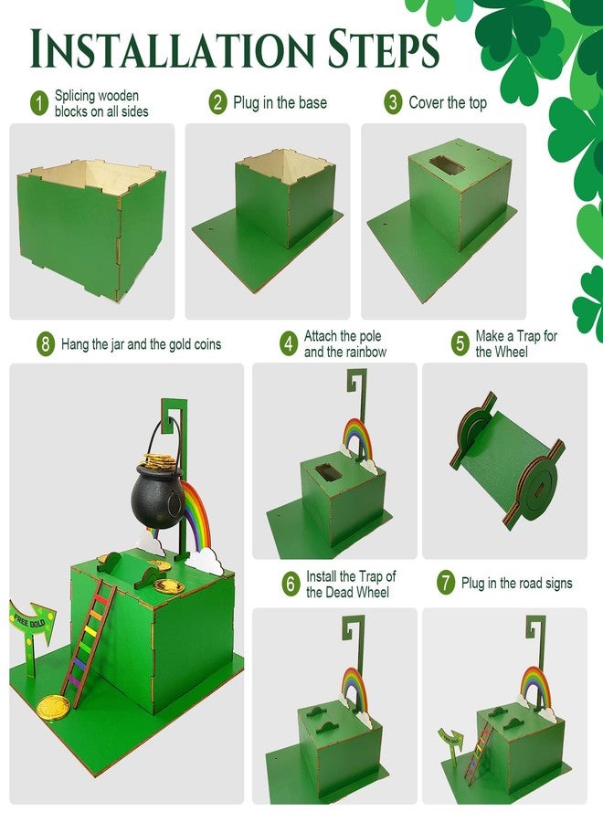 Bailiyake St. Patrick's Day Wood DIY Leprechaun Trap Kit St Patricks Day Party Decorations DIY to Catch a Leprechaun Trap Wood Craft Set for Classroom Home Rainbow Irish Shamrock Party Supplies - Image 4